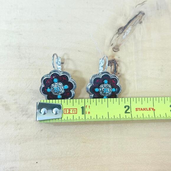 Southwestern Style Vtg Necklace Pendant Earrings Turquoise Red Avon Bead Enamel - Picture 13 of 15